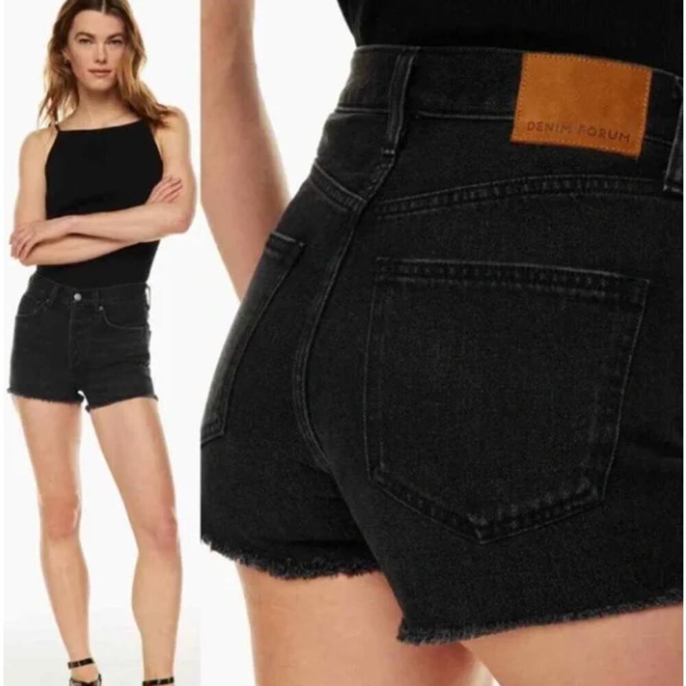 Aritzia Denim Forum the Yoko Short Women's Size 27 in Black Eyeliner - Picture 3 of 14